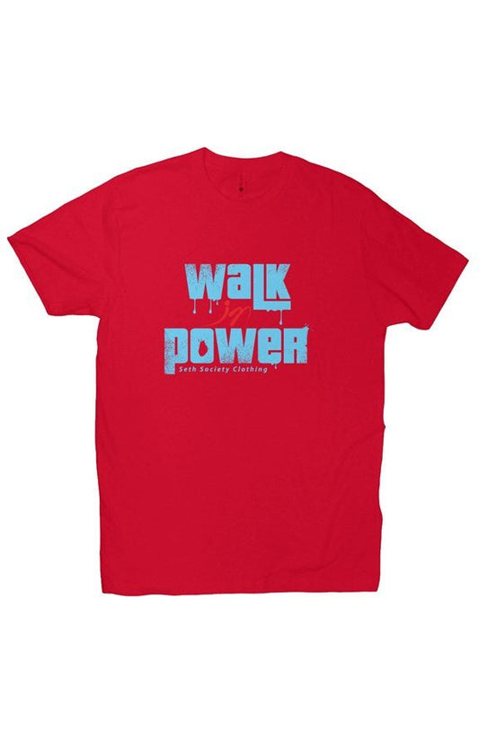 Walk In Power Red T-shirt Sky Blue Print - Seth Society