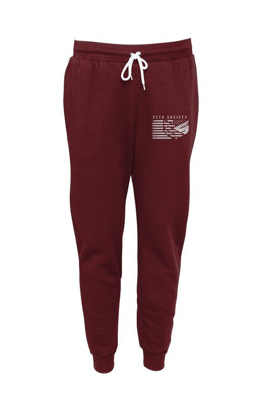 Seth Society Maroon Unisex Joggers White Logo - Seth Society